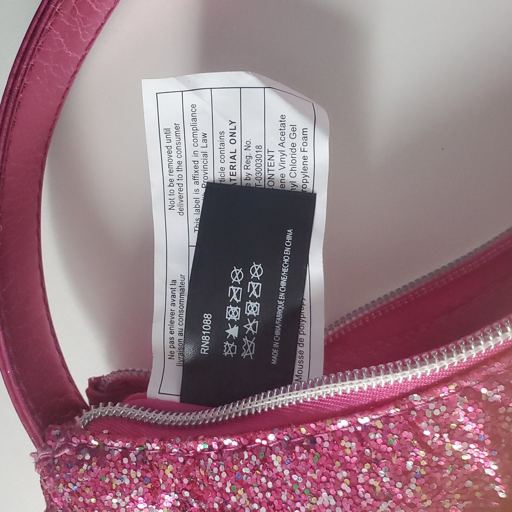 Claire’s Club Glitter Pink Handbag Sparkly Party Purse Mini Bag - Picture 7 of 10